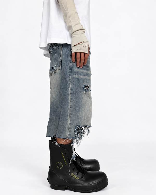 OPAR DISTRESSED DENIM SHORTS