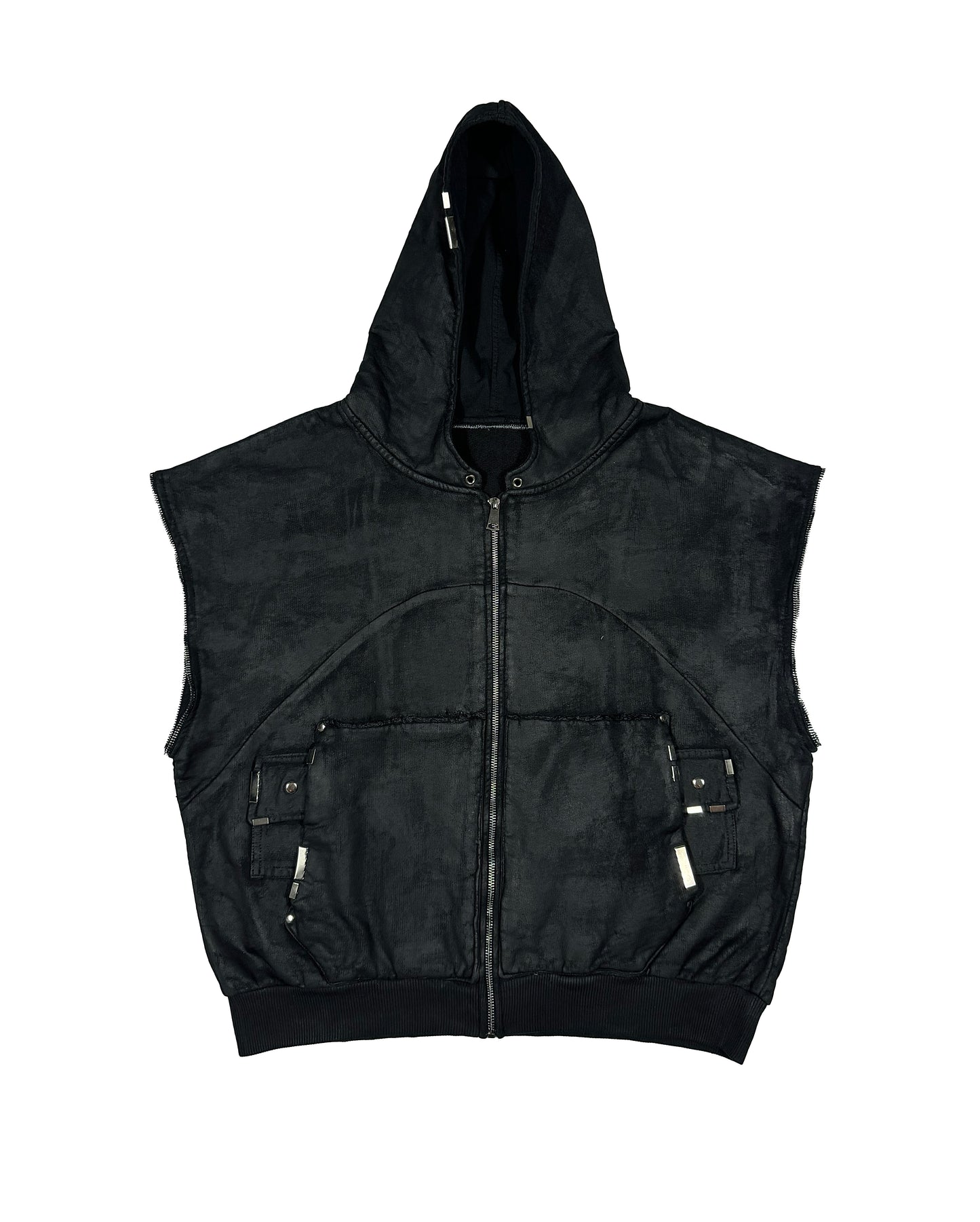 Waxed vest hoodie