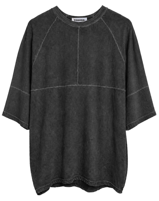 DOLEBO PATCHED TEE - WASH DARK GREY