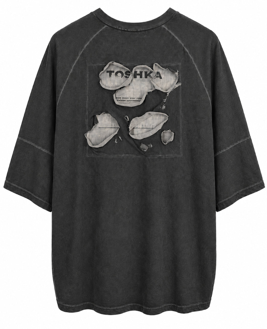 DOLEBO PATCHED TEE - WASH DARK GREY
